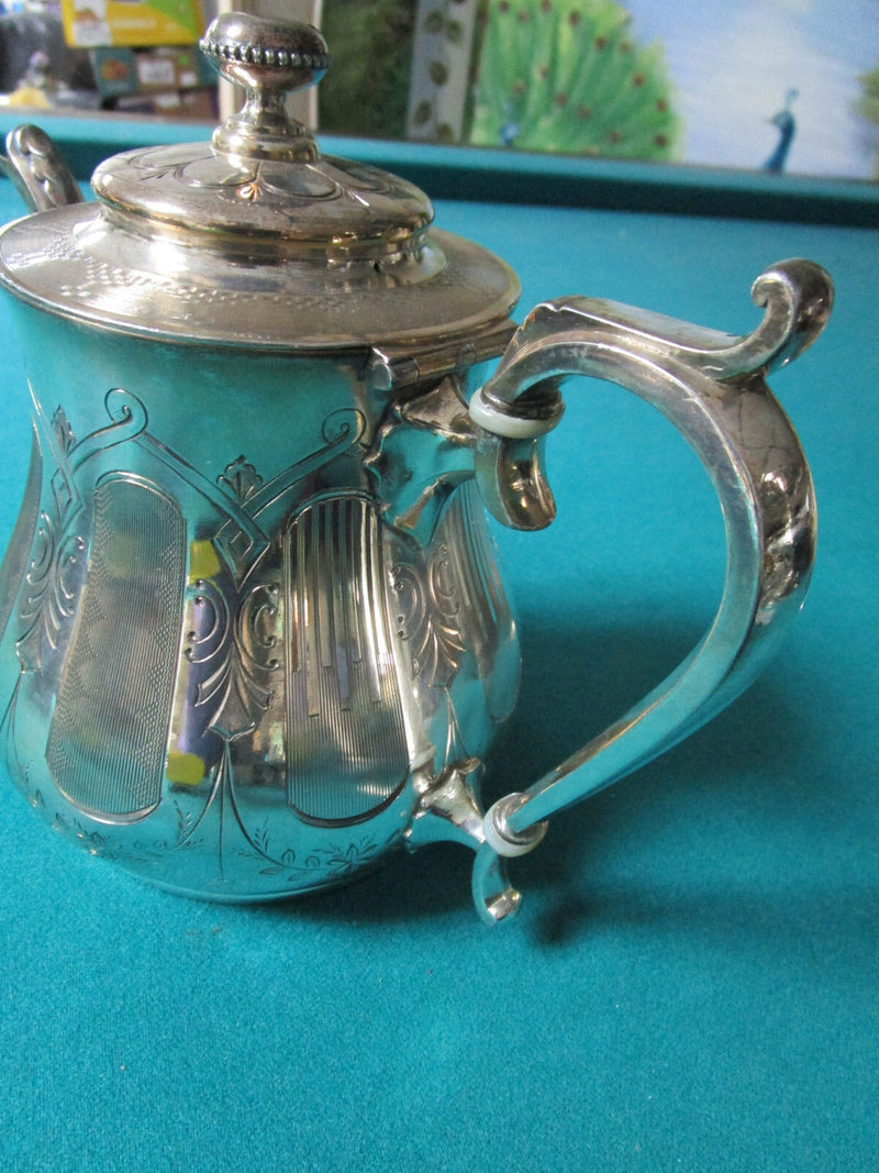 ANTIQUE REED & BARTON #1987 TEAPOTS COFFEE POT SILVERPLATE  MONOGRAMED 5PCS
