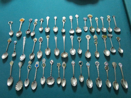 46 SOUVENIR SILVERPLATE  SPOONS USA AND INTERNATIONAL