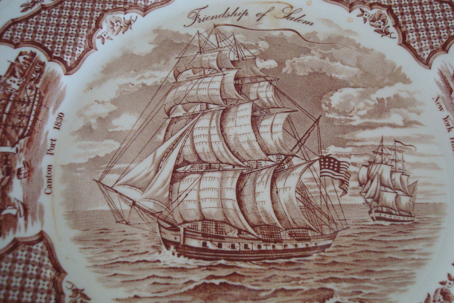 Alfred Meakin Staffordshire England "The Friedship of Salem" red transfer plate