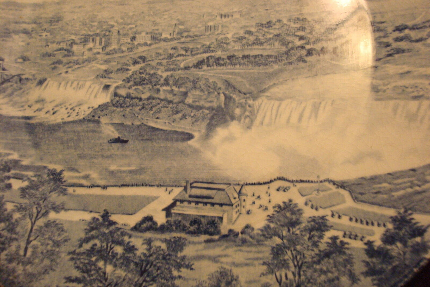 Vintage collector plate - Niagara Falls- by J & G Meakin, England, blue 1962.