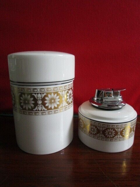 WEDGWOOD CIGARRETTE COVERED HOLDER TRINKET GAS LIGHTER SET