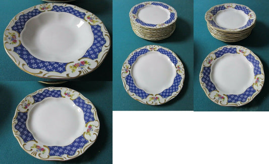 ZSOLNAY HUNGARY SALAD/DINNER/BREAD/SOUP PLATES ANTOINETTE 1960s CHINA MIDCENTURY