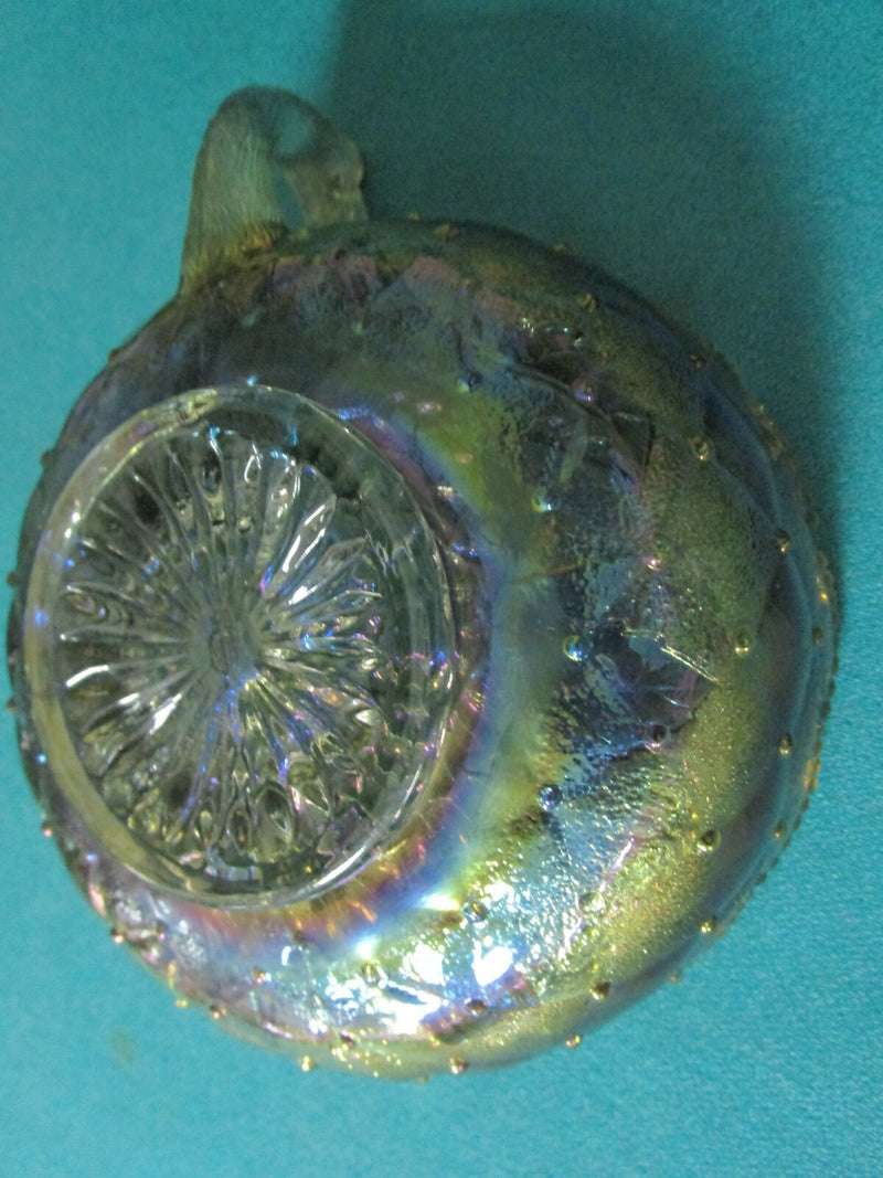 Imperial Green Iridescent Glass Quilted Diamond Nappy Bowl Handle Pick 1