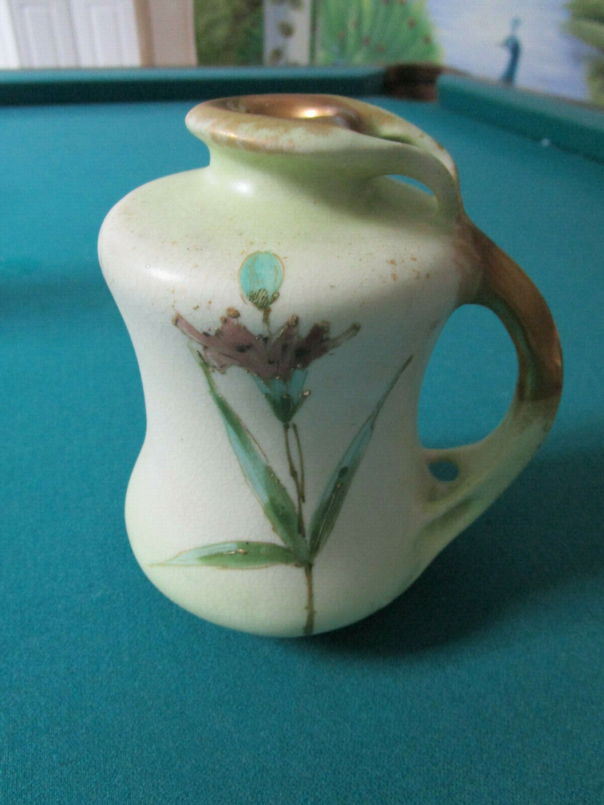 ANTIQUE AUSTRIA MITTERTEICH MOSANIC POTTERY MUG JAR c1890s.