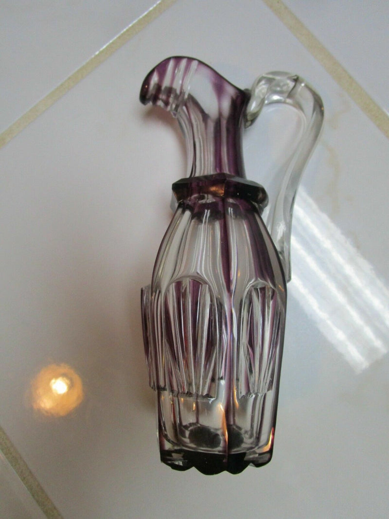 BOHEMIAN CRYSTAL VASE HAND PAINTED GOLD SIGNED CRUET PITCHER ORIGINAL PICK1