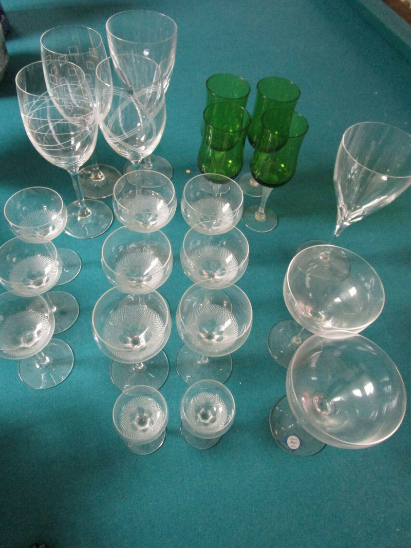 CRYSTAL GLASSES GREEN SASAKI, VERA WANG , ROYAL DOULTON "PARTY" PICK ONE