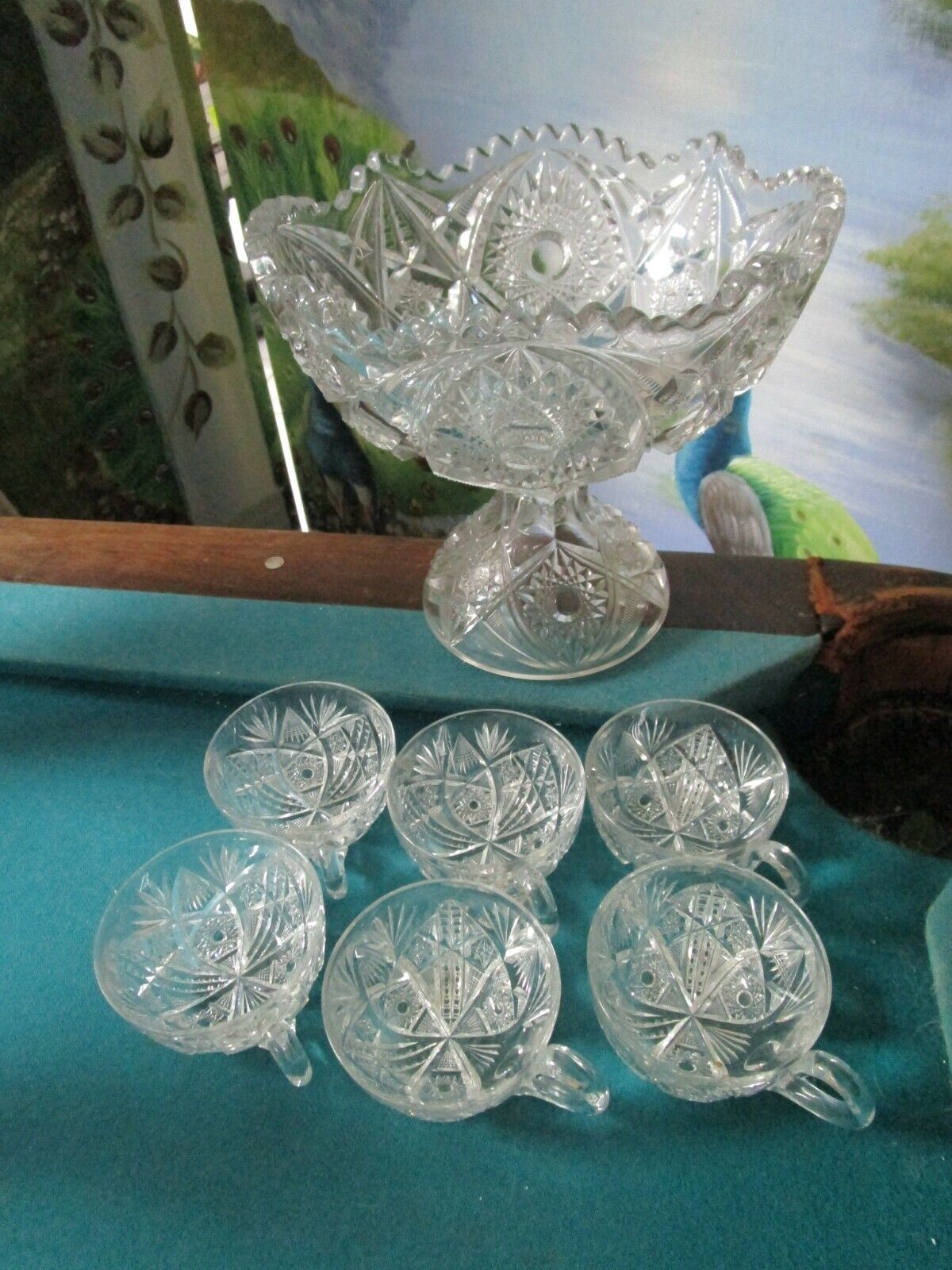 AMERICAN BRILLIANT and PRESSED GLASS - PUNCH BOWL VASE ICE BUCKET  DISH PICK 1