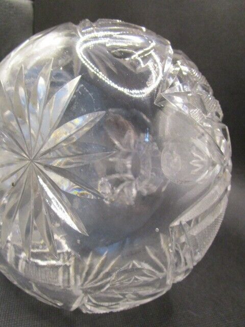 AMERICAN BRILLIANT HAWKES CRYSTAL CUT VASE - DECANTER - BOTTLE ROUND BASE