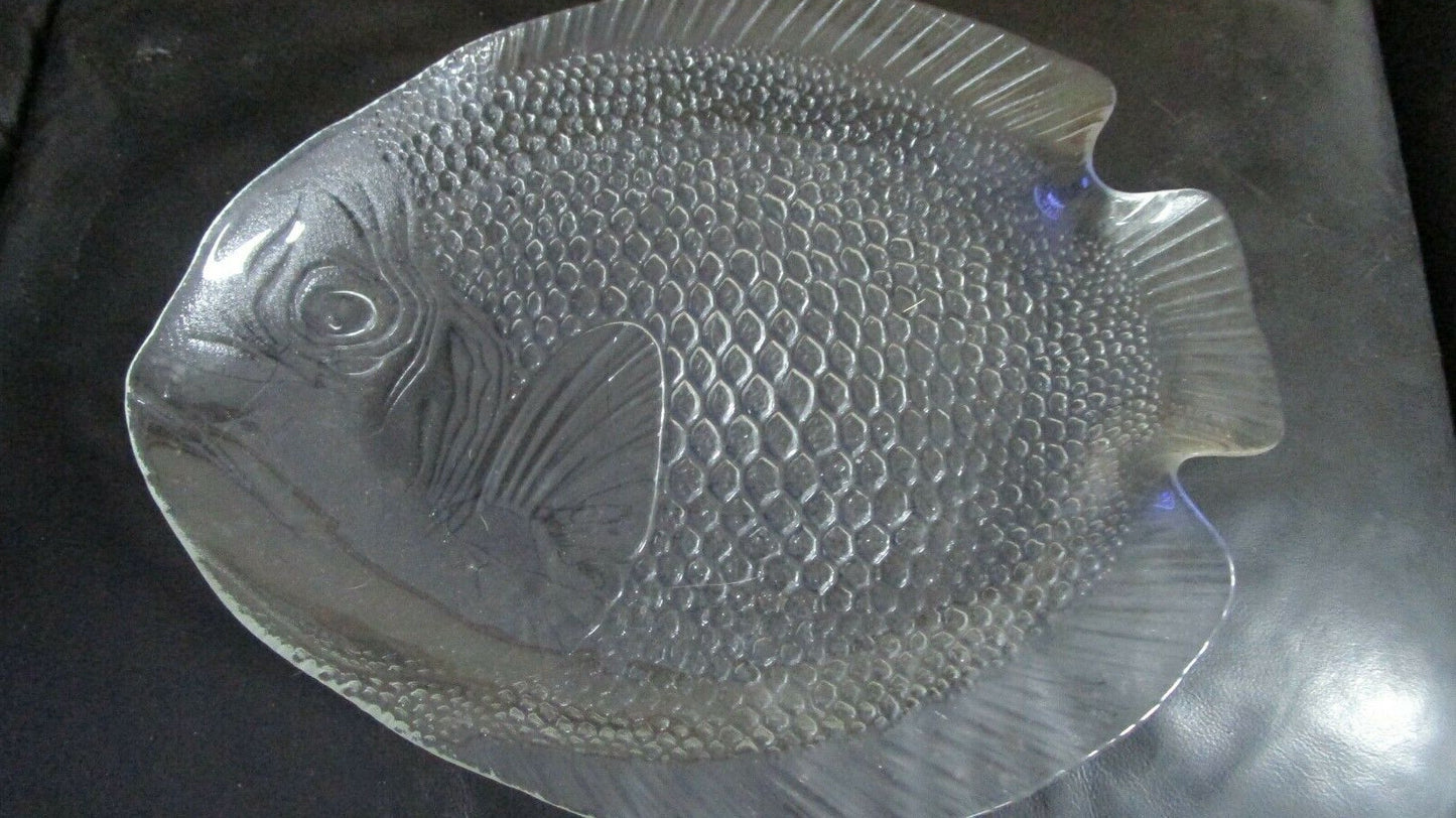 ALCOROC FRANCE GLASS FISH TRAY 15.5" [OFFI]