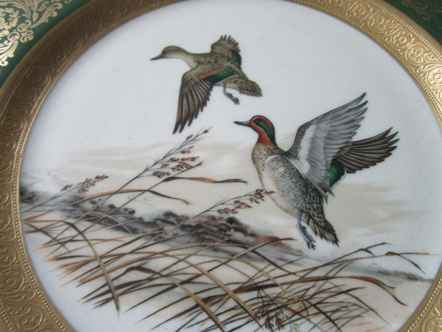 1971 Lockhart Birds by Pickard, "Greenwinged Teal", green and gold, NIB ^^