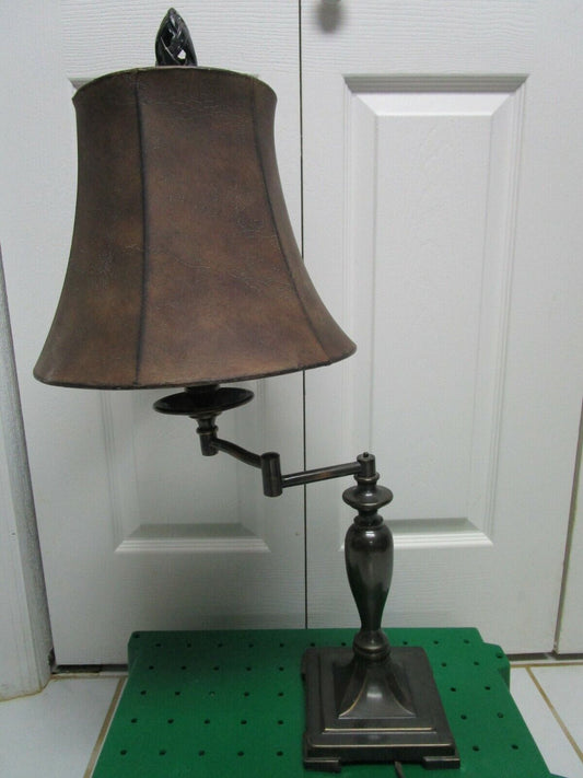 UTTERMOST LIGHTING TABLE LAMP MOVABLE ARM LEATHER SHADE