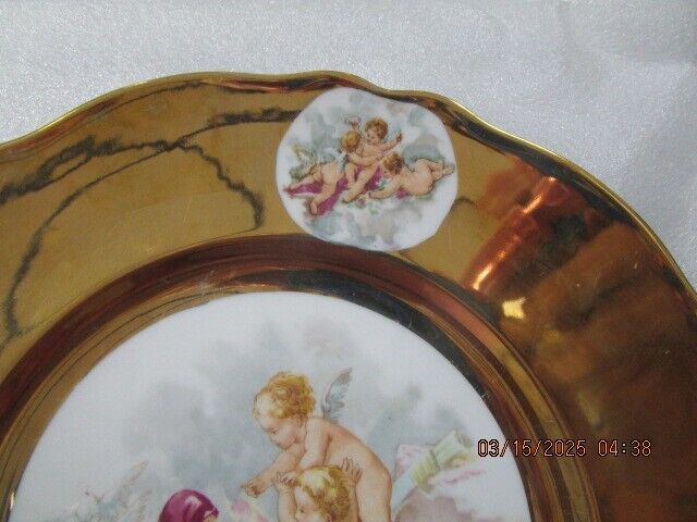 Antique Hutschenreuther Plate Charger, JKW,Josef Kuba GOLD AND CHERUBS [167b