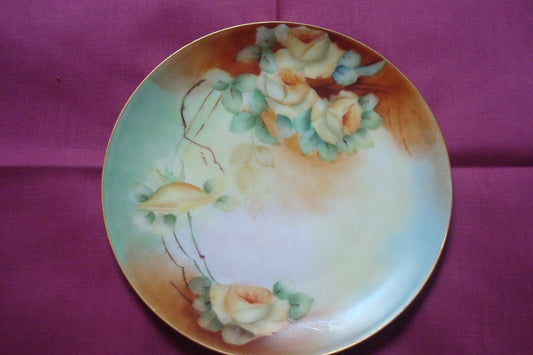 Thomas - Sevres-Bavaria plate gorgeous orange color and roses [#57}