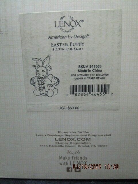 LENOX EASTER PUPPY NEW IN BOX 5" ^^