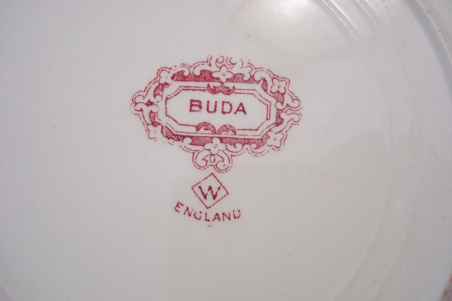 Antique BUDA England Staffordshire Red Transfer Ware Plate 8 1/2 [*red]