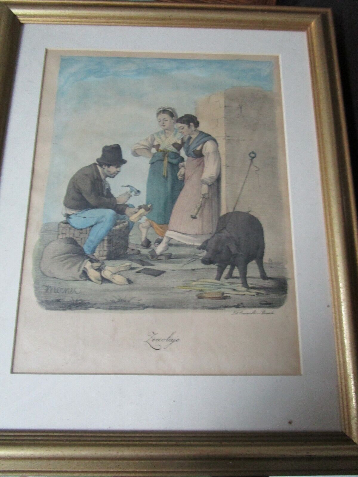 1830 Litografia Cuciniello Bianchi hand colored original seal frame MORNER pick1