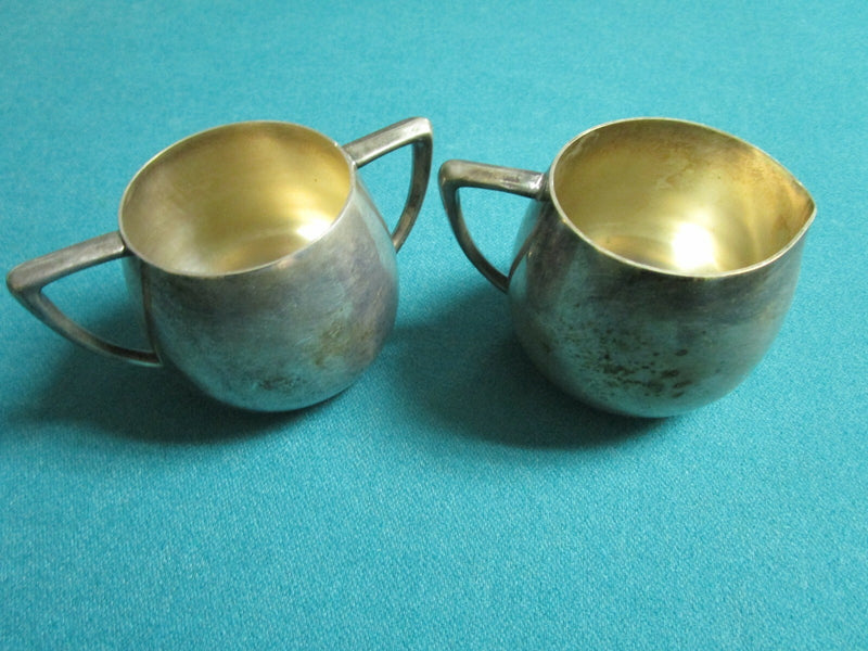 SILVERPLATE ROGERS CREAMER AND SUGAR 2 1/2" [met4-2]