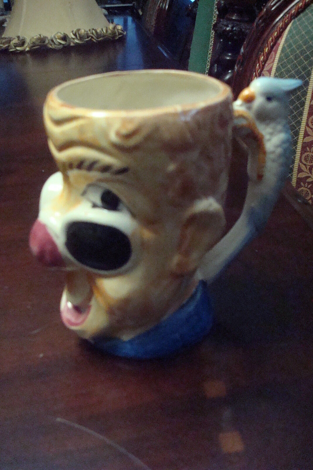 Vintage Toby Mug Clown with Parrot Handle Made in Occupied Japan [97b]