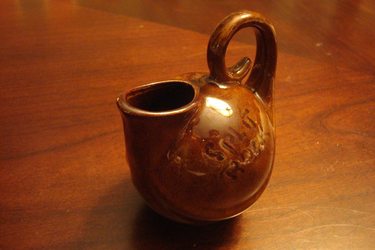 Vintage oil Jar 'Split Rock" brown , 4 1/2" tall[5]