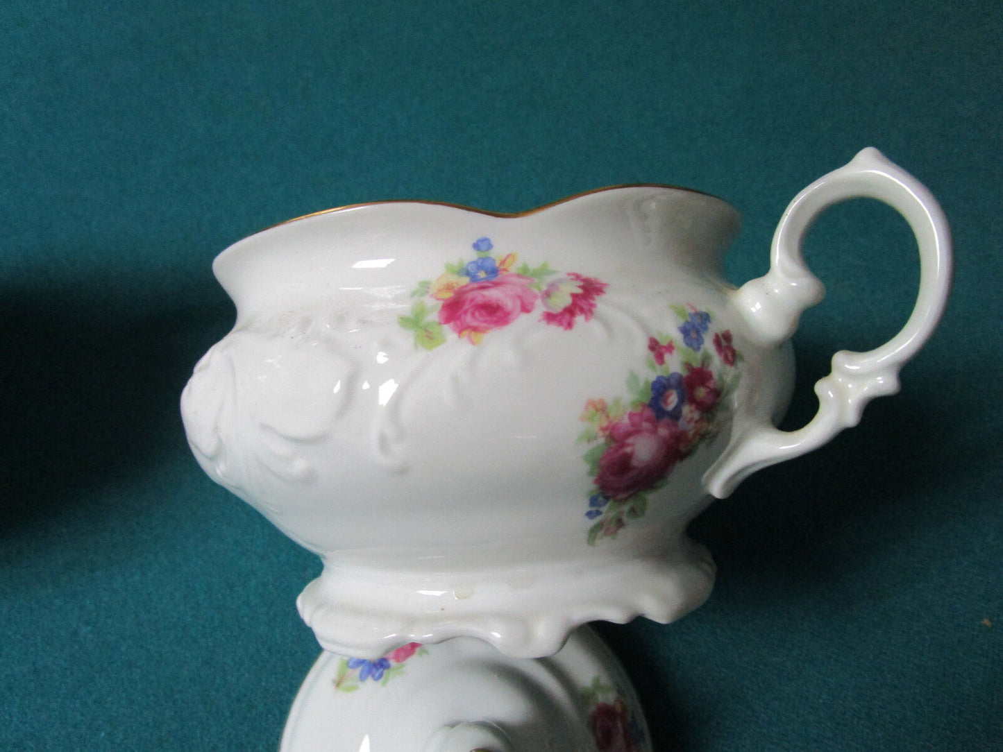 WALBRZYCH POLAND CREAMER AND SUGAR FLORAL ORIGINAL [61]