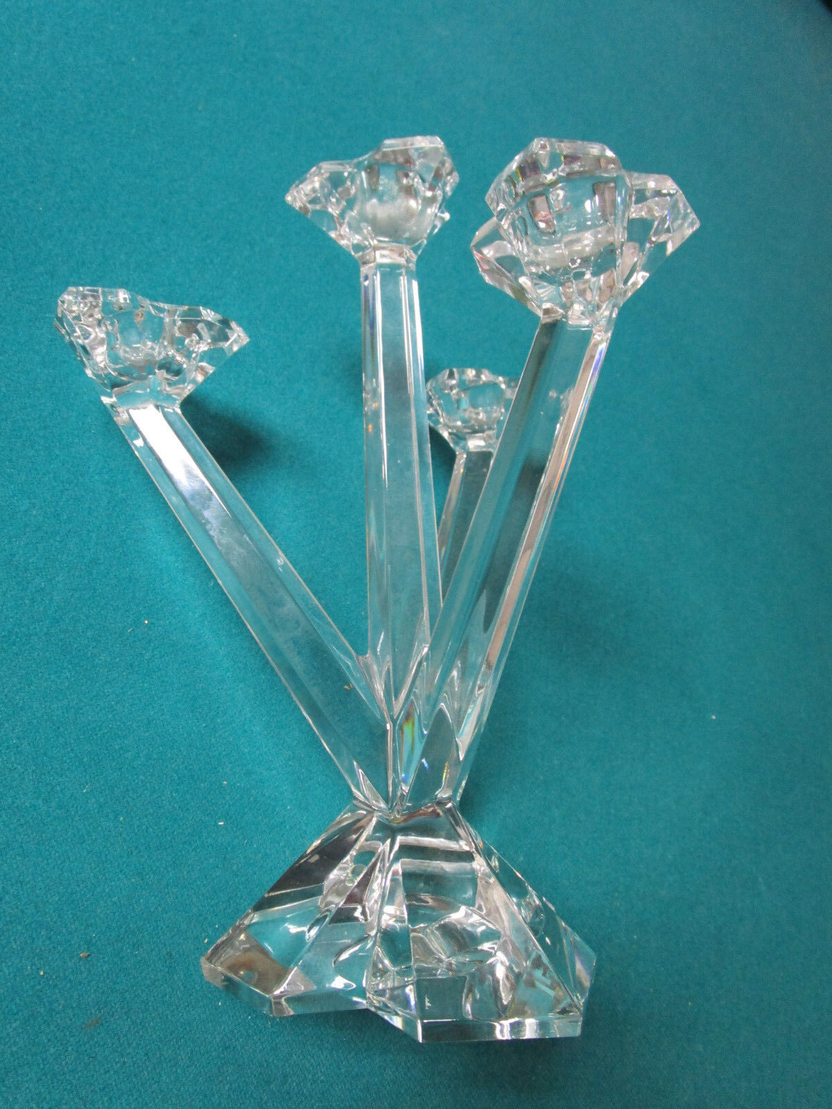 VILLEROY AND BOCH CRYSTAL CANDLE HOLDER 9 1/2" 3 BRANCHES