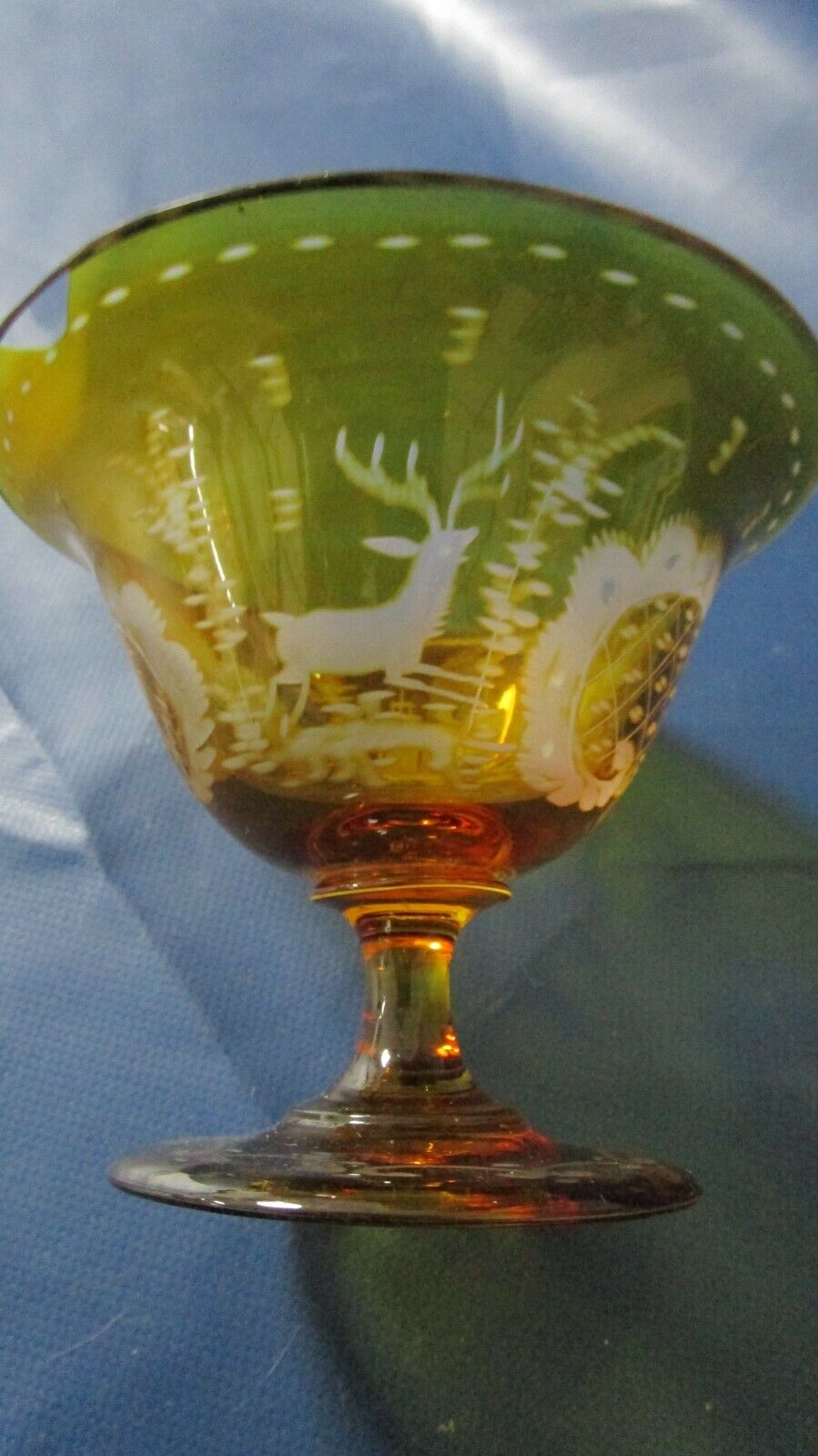 AMBER CRYSTAL bohemian WINE WATER GLASSES - SORBET AND PLATE - CORDIALS - PICK1