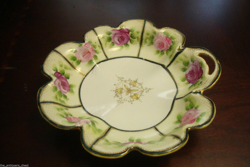 ANTIQUE VINTAGE NIPPON JAPAN POTTERY BOWL VANITY DISH HAIR RECEIVER FRUITS PICK1