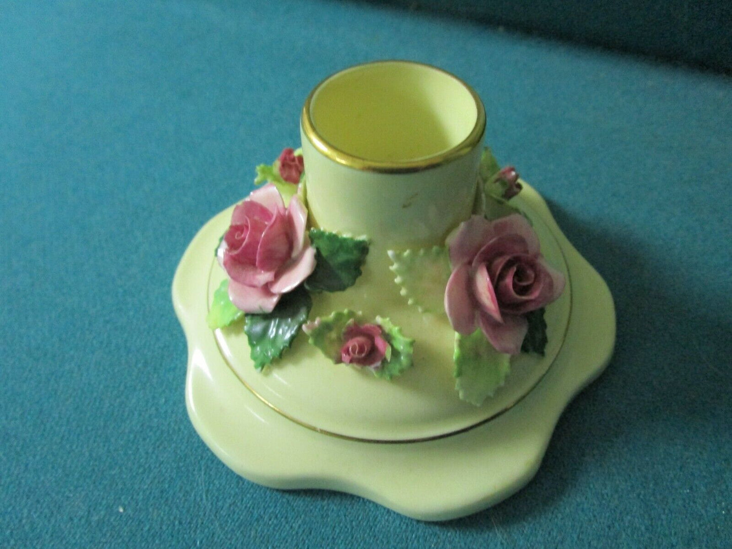 Adderley England candle holder "Floral" pattern with ceramic flowers [95e]