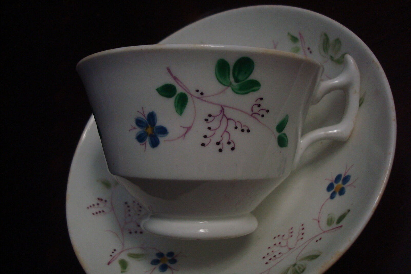 Antique Adderley Chelsea Floral 1800's English tea cup & saucer, Victorian [81A]