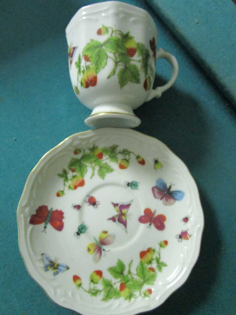 Ceramic Porcelain Butterflies And Flowers Tea Cup And Saucer [170C]
