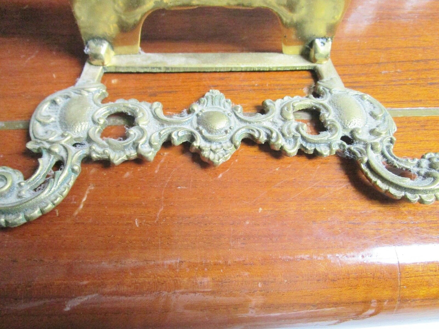 Wall brass stand, beautiful engravings with shelf for a plate or picture origina