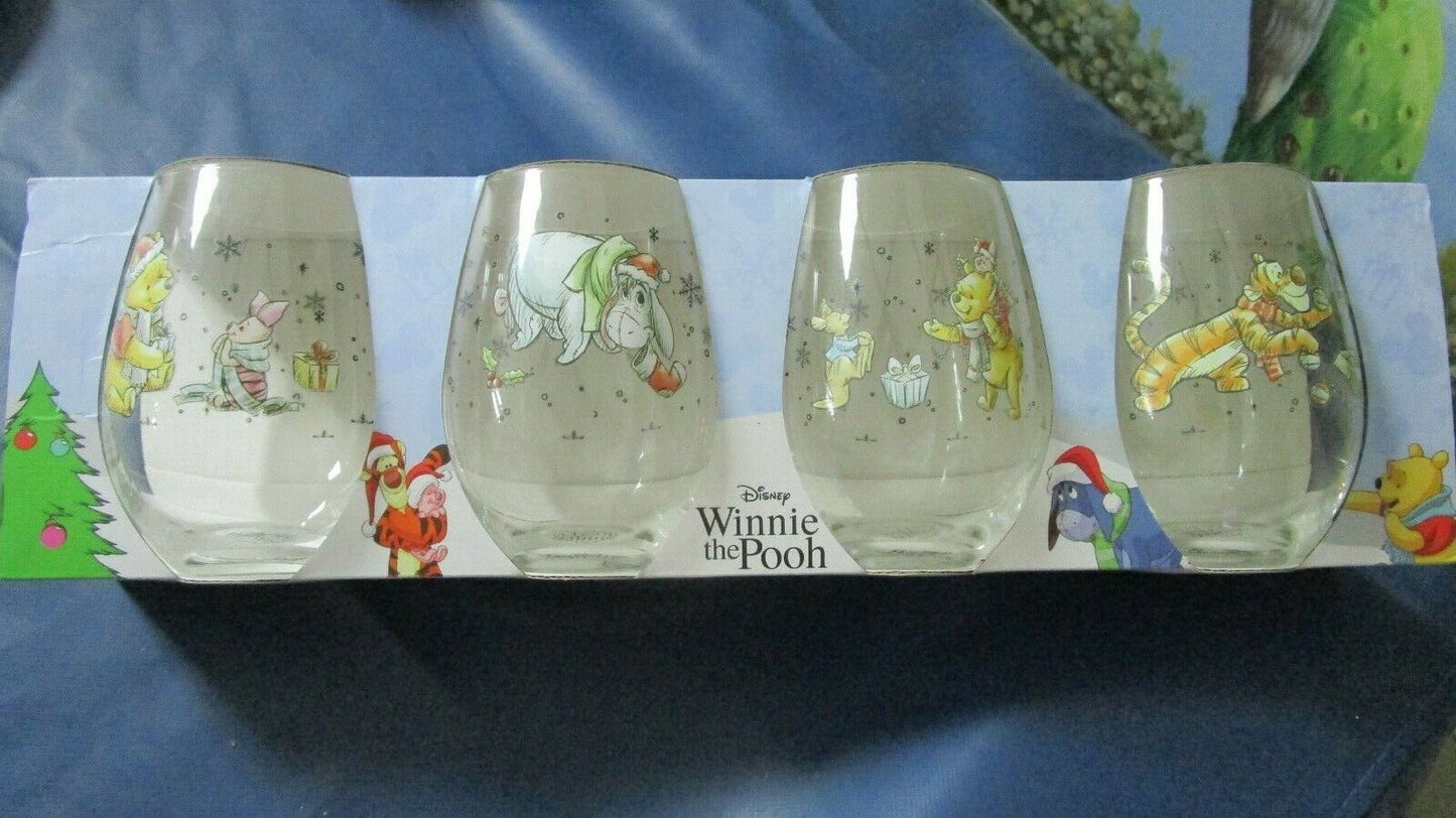 WINNIE THE POOH DISNEY 4 STEAMLESS GLASSES NEW IN BOX 5"