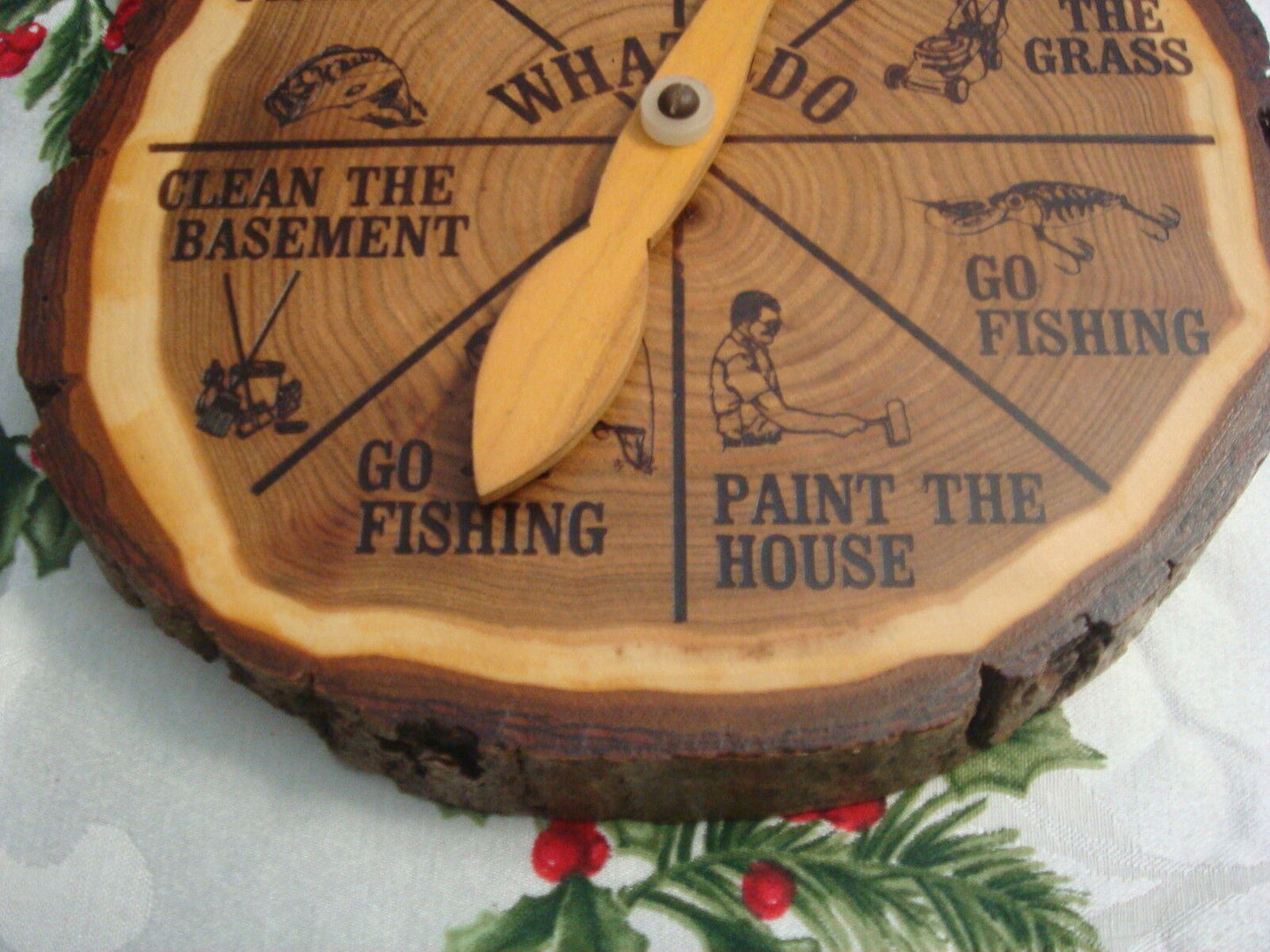 Wesley  clock "things  to do", wood with handle, 8" handmade [80C]