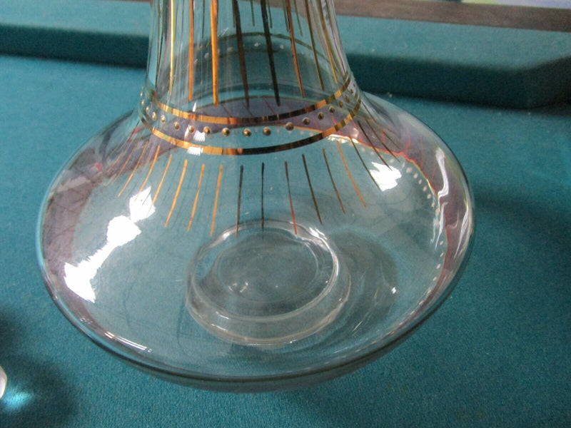 BOHEMIAN CZECH PURPLE CRYSTAL GOLD DECANTER WITH STOPPER AND BOWL PICK1