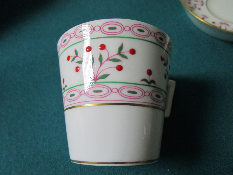 Royal Crown Derby BRITTANY PATTERN COFFE CUP and Saucer, PINK DOTS [120G]