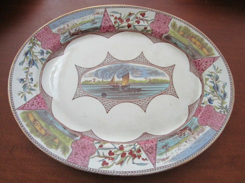 FORD & RILLEY BURSLEM ENGLAND ANTIQUE RED BORNEO TRAYS BEE MARK ORIGINALPICK 1