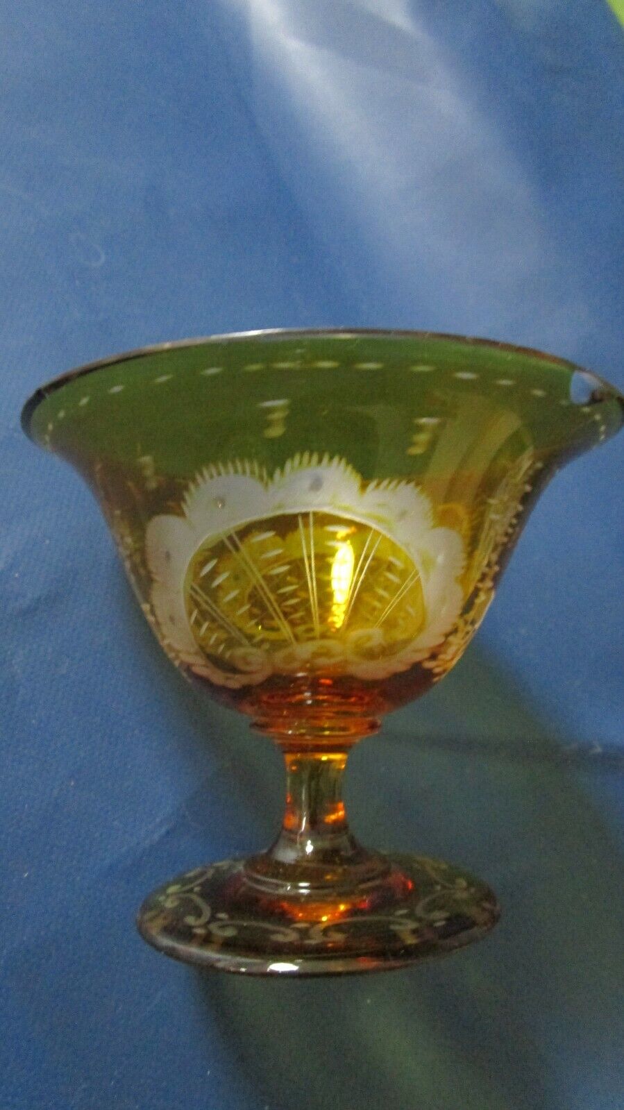 AMBER CRYSTAL bohemian WINE WATER GLASSES - SORBET AND PLATE - CORDIALS - PICK1