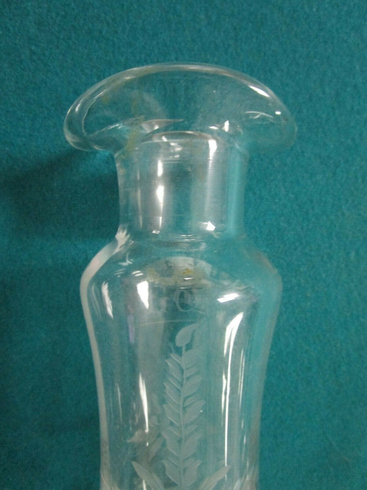 VICTORIAN ANTIQUE GLASS ETCH CRUET OIL-VINEGAR