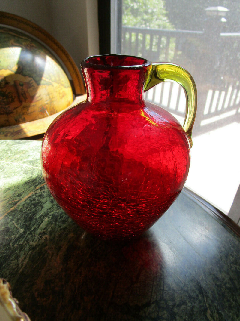 Mid Century Amberina Glass Tiara Optic Dots Paneled Handblown Vase Ewer Pick 1