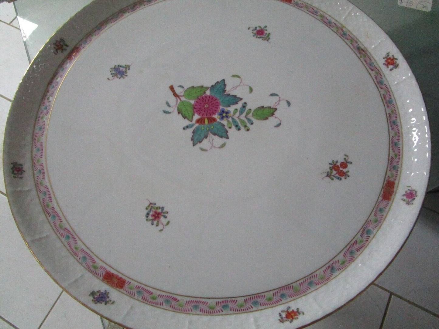 HEREND ROUND PLATTER 14 1/2" APPONYI CHINESE BOUQUET HANDPAINTED