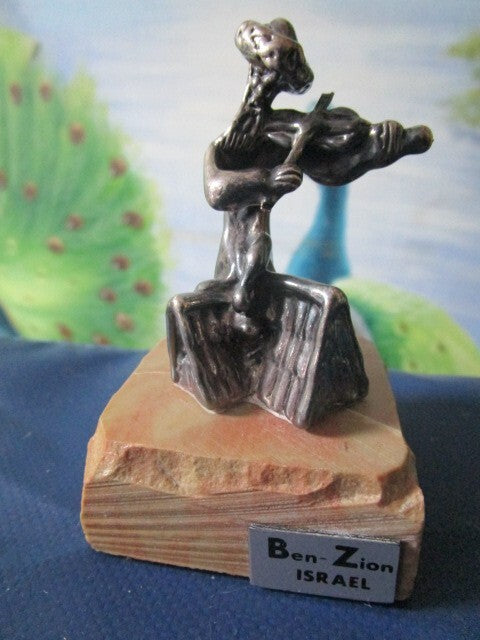 BEN ZION 925 STERLING SILVER FIGURINE VIOLIN PLAYER 3"