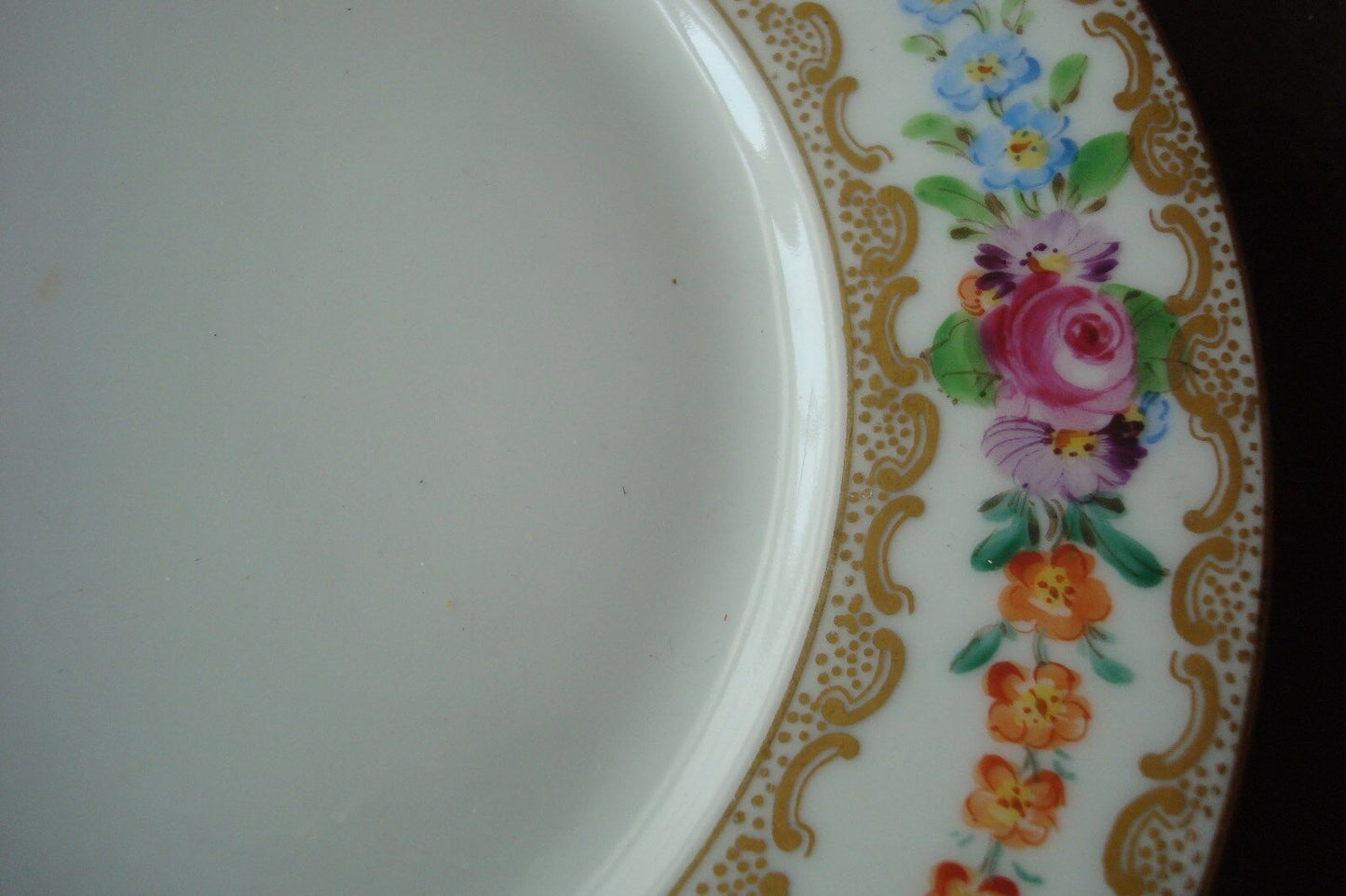 Thomas Bavaria decorated by Roloff, c 1920-1930s, 5 bread plates [rack]