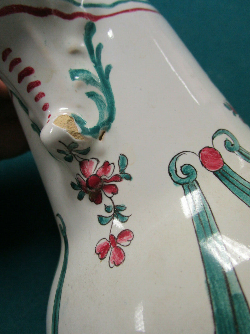 SCEAUX FRANCE FAIENCE ANTIQUE 1770s COFFEE POT WITH HANDLE STICK ORIGINAL