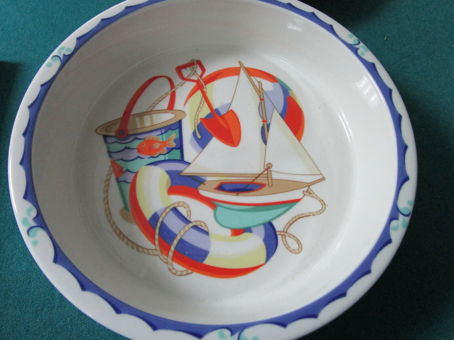 TIFFANY SEASHORE CERAMIC CHILDREN  PLATE AND BOWL