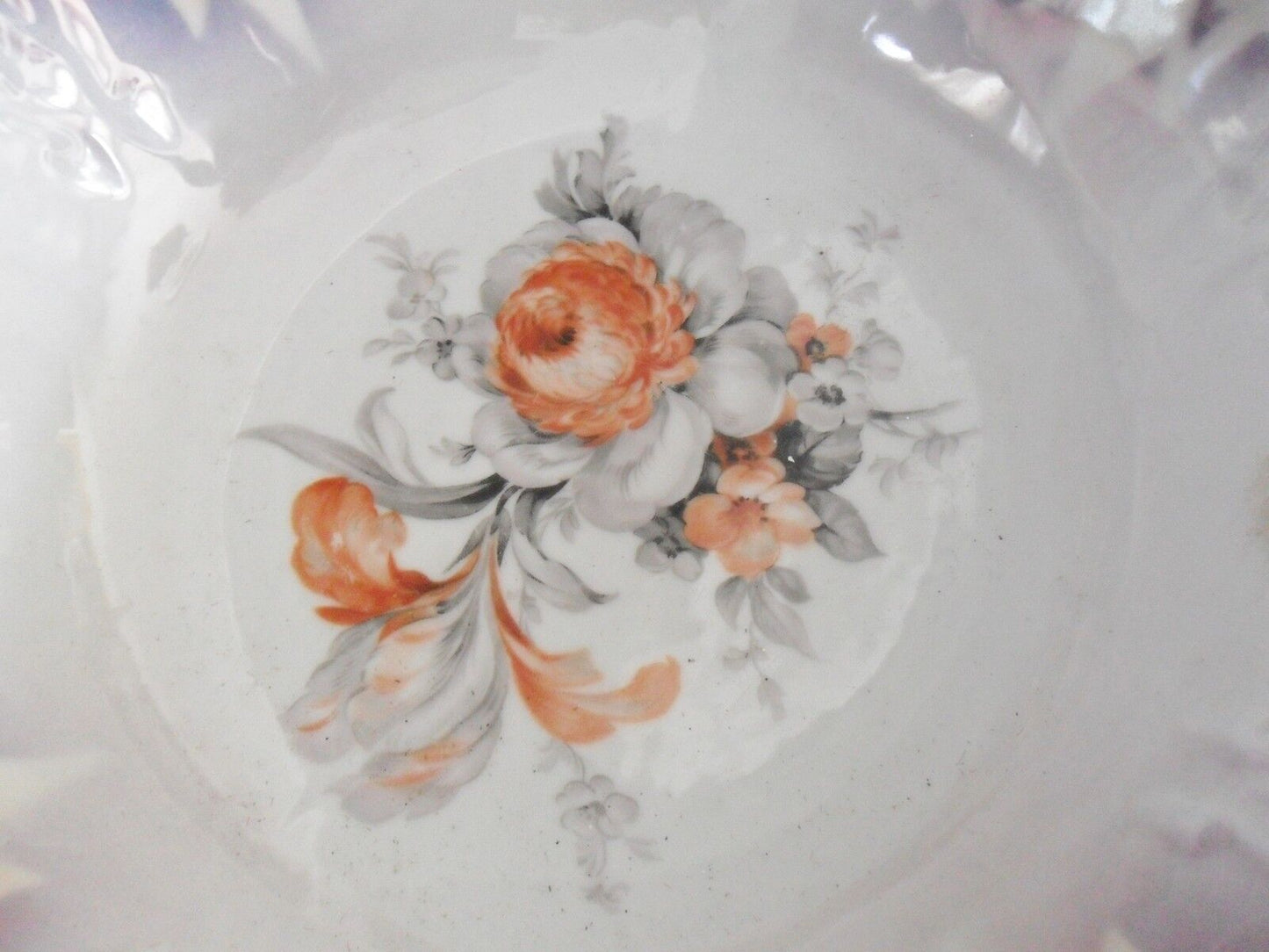 German lusterware purple, orange and roses bowl [2]