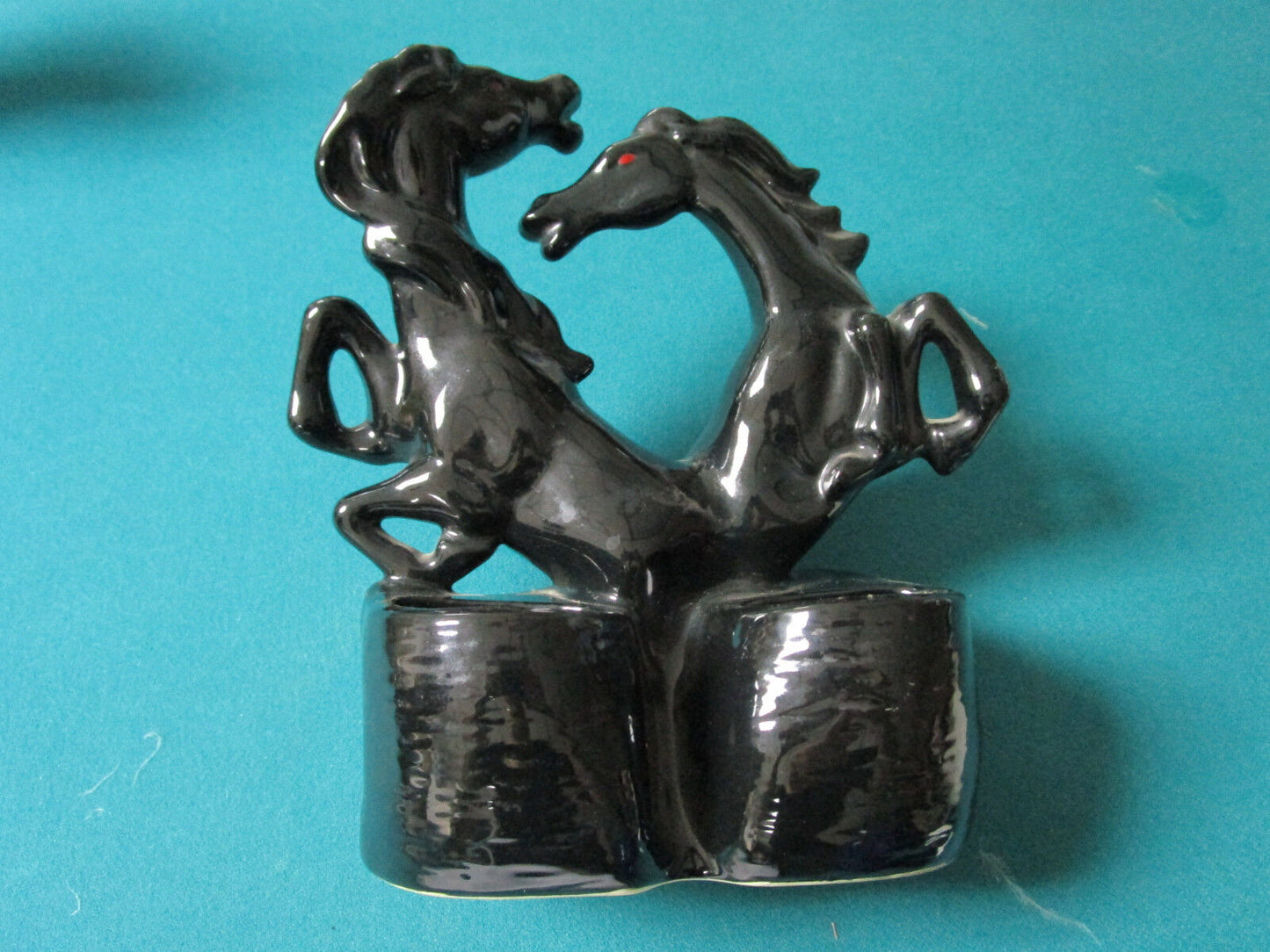 WILD HORSES CERAMIC BLACK POTTERY PLANTER 10 X 8" *