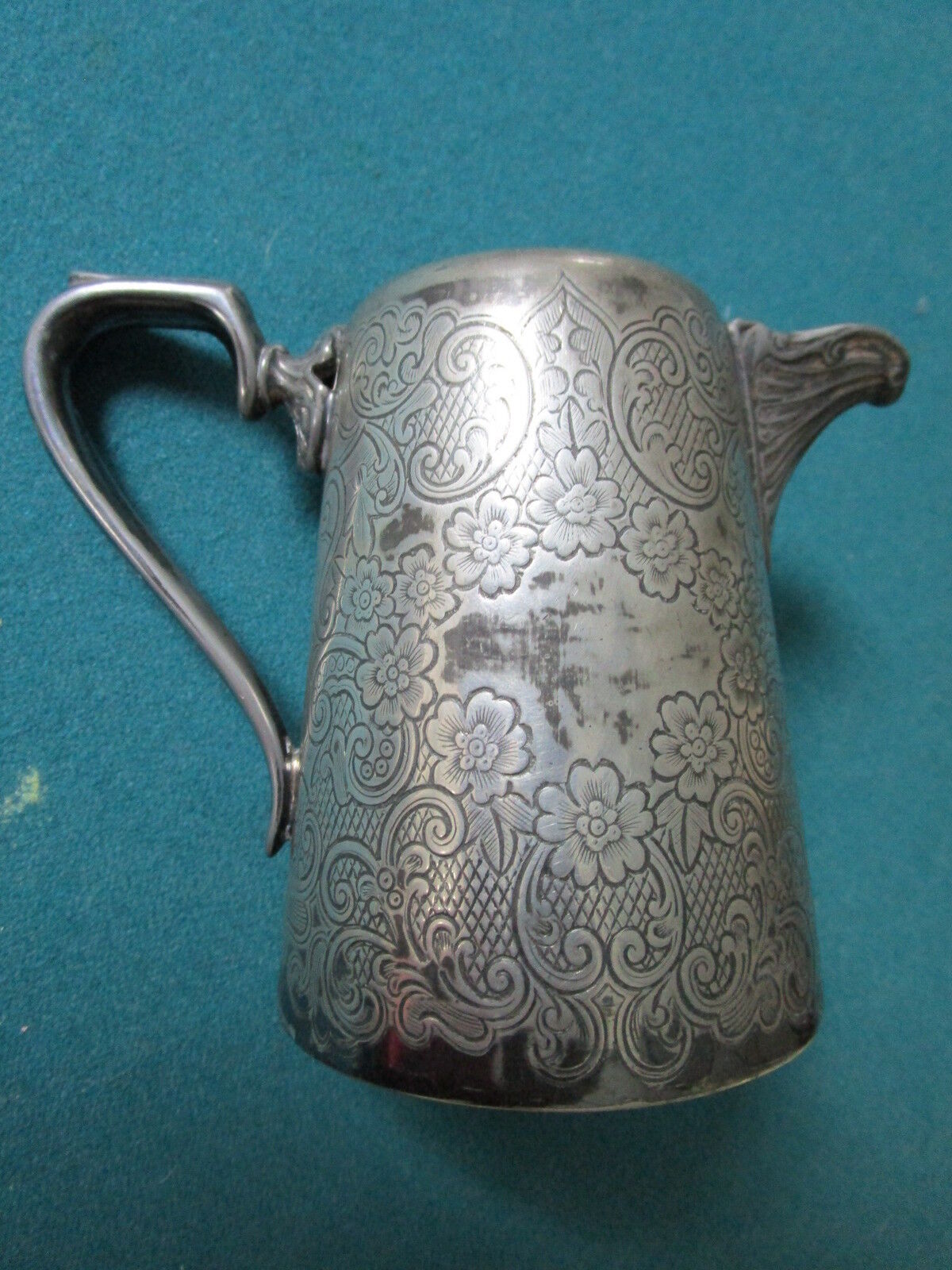 1890s J.H. POTTER SHEFFIELD EPNS silver plate engraved milk jug[a*4met-2]