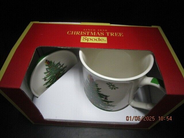 SPODE CHRISTMAS TREE MUG AND SAUCER NEW ^^