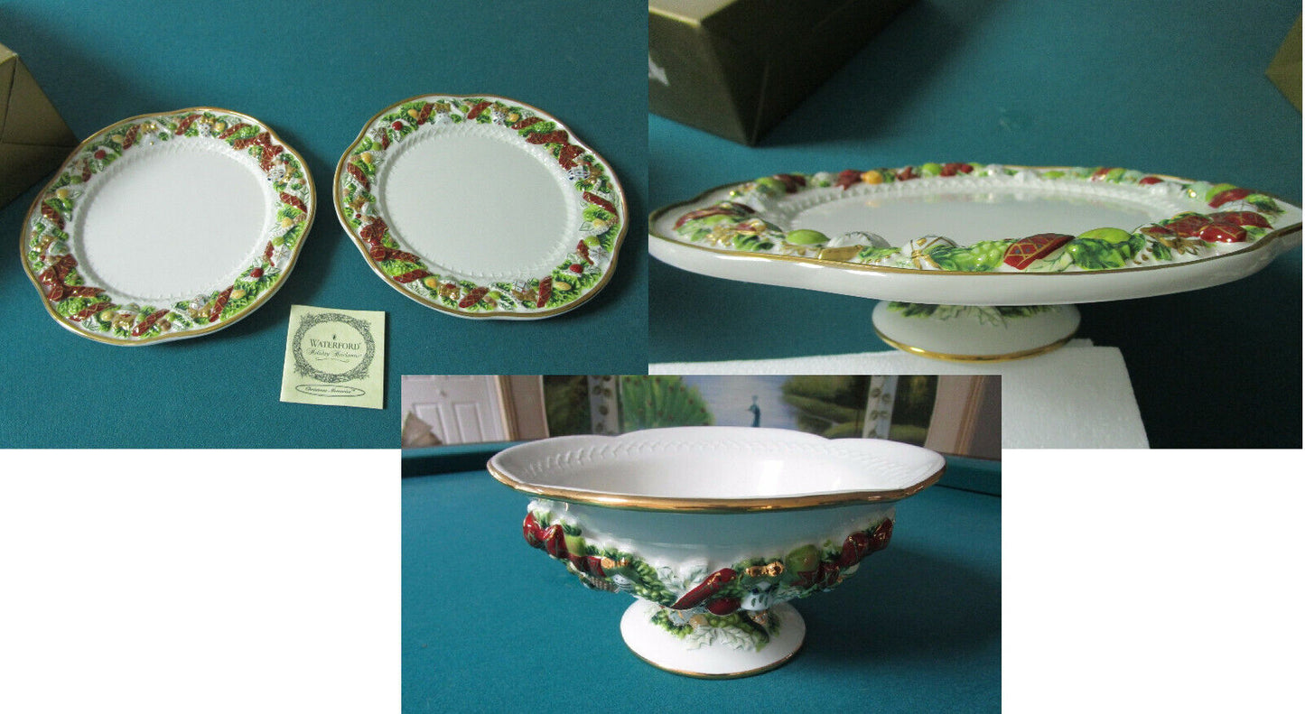 WATERFORD HOLIDAY HEIRLOOM GARLANDS X'MAS PEDESTAL CAKE - PLATES- BOWL -PICK ONE