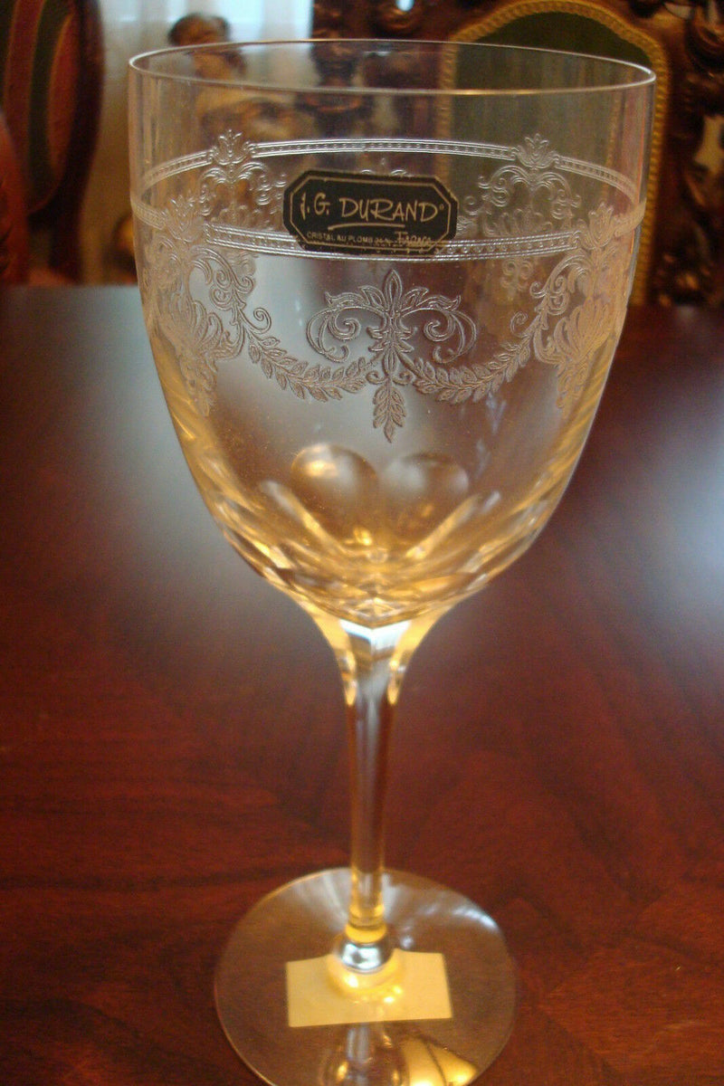 DURAND CRYSTAL FRANCE CANDLESTICK, GOBLETS WINE GLASSES CHAMPAGNE FLUTES